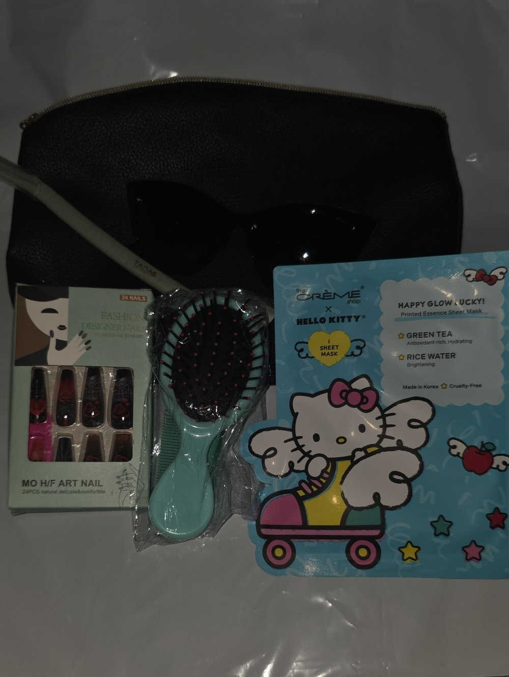 Hello Kitty Kids Blue-Green Hair Brush & Sheet Mask Gift Set